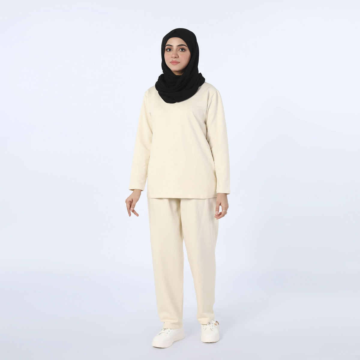 Women's 2Pcs Pajama Suit - Off White, Women Two Piece Outfit, Chase Value, Chase Value