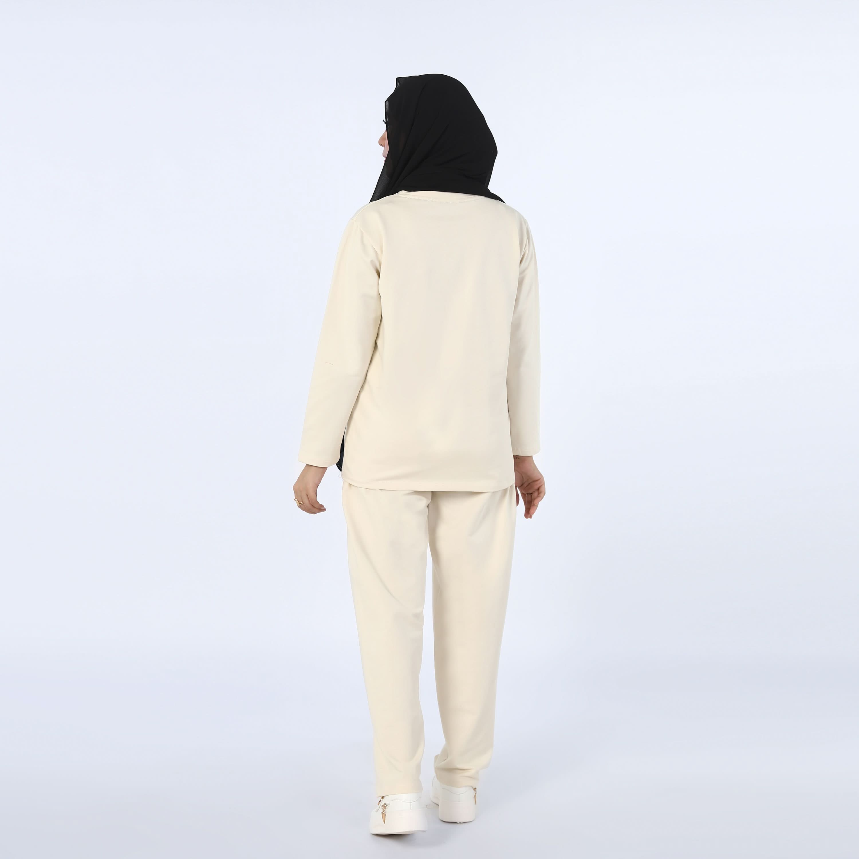 Women's 2Pcs Pajama Suit - Off White, Women Two Piece Outfit, Chase Value, Chase Value