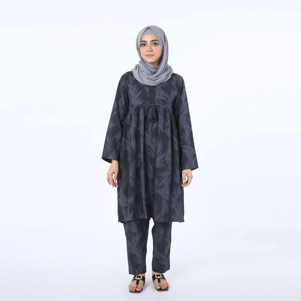 Women's Linen Printed Co-Ord Set - Grey, Women Co-Ord Set, Chase Value, Chase Value