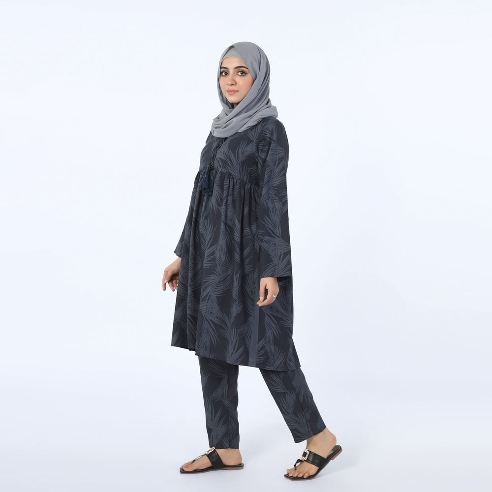 Women's Linen Printed Co-Ord Set - Grey, Women Co-Ord Set, Chase Value, Chase Value