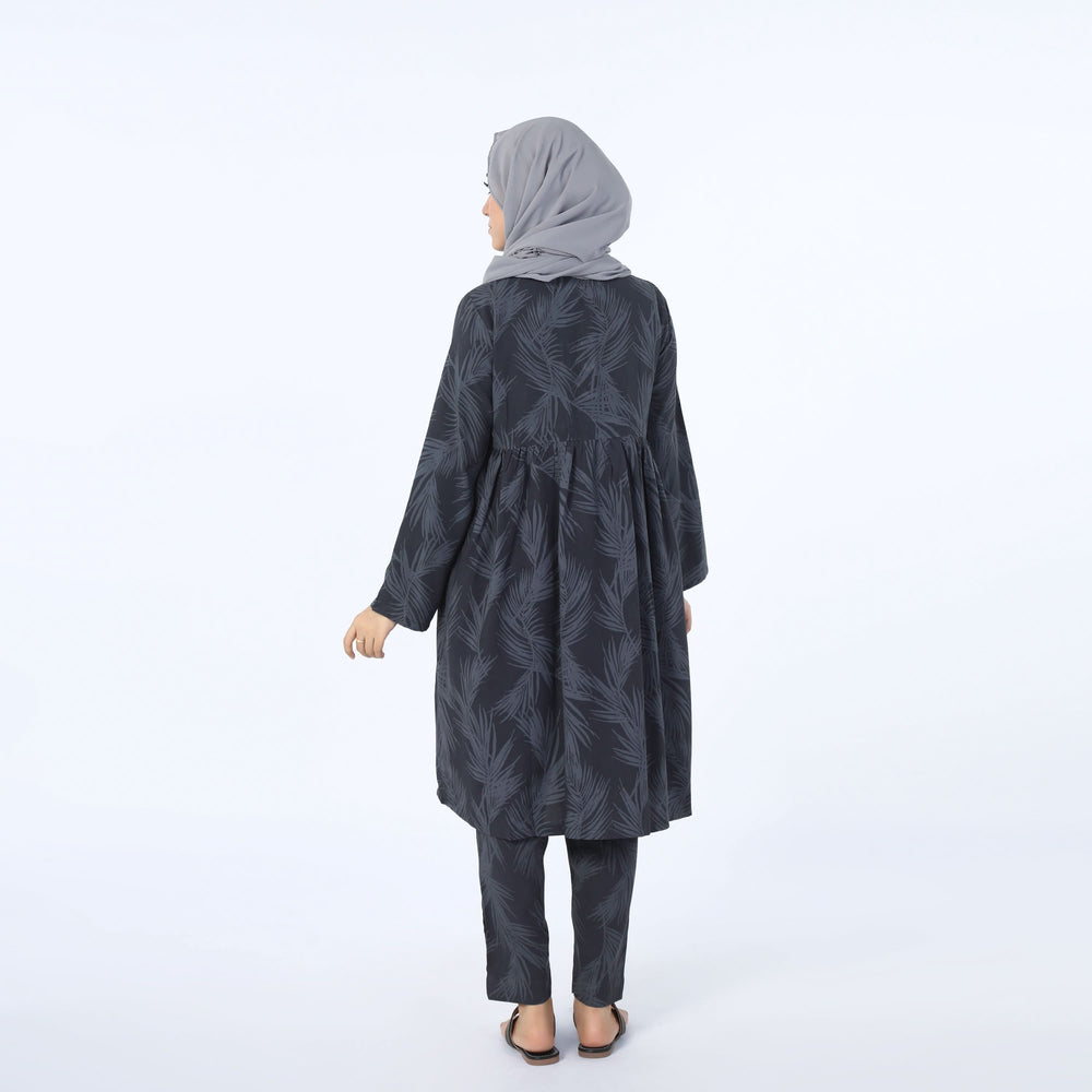 Women's Linen Printed Co-Ord Set - Grey, Women Co-Ord Set, Chase Value, Chase Value