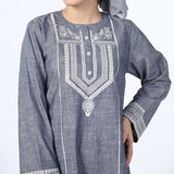 Women's Embroidered Kurti - Grey, Women Ready Kurtis, Chase Value, Chase Value
