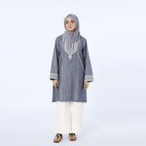 Women's Embroidered Kurti - Grey, Women Ready Kurtis, Chase Value, Chase Value
