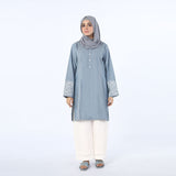 Women's Embroidered Kurti - Steel Blue, Women Ready Kurtis, Chase Value, Chase Value
