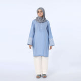 Women's Embroidered Kurti - Sky Blue, Women Ready Kurtis, Chase Value, Chase Value