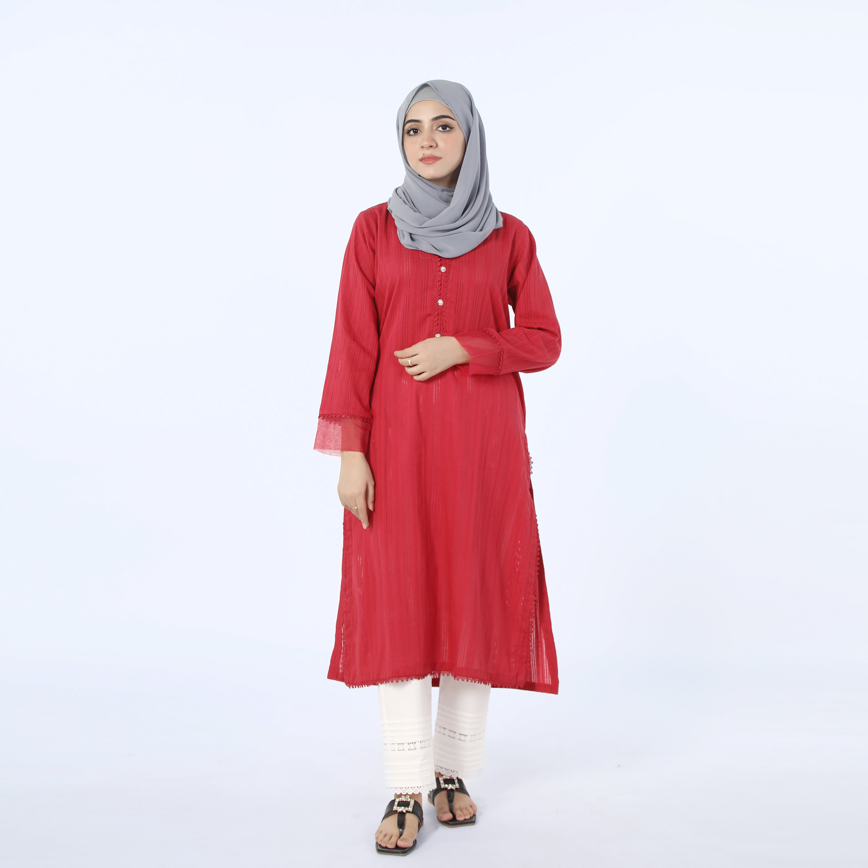 Eminent Striped Kurti-Red, Women Ready Kurtis, Eminent, Chase Value
