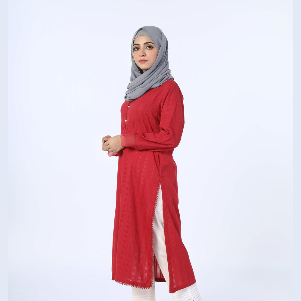 Eminent Striped Kurti-Red, Women Ready Kurtis, Eminent, Chase Value