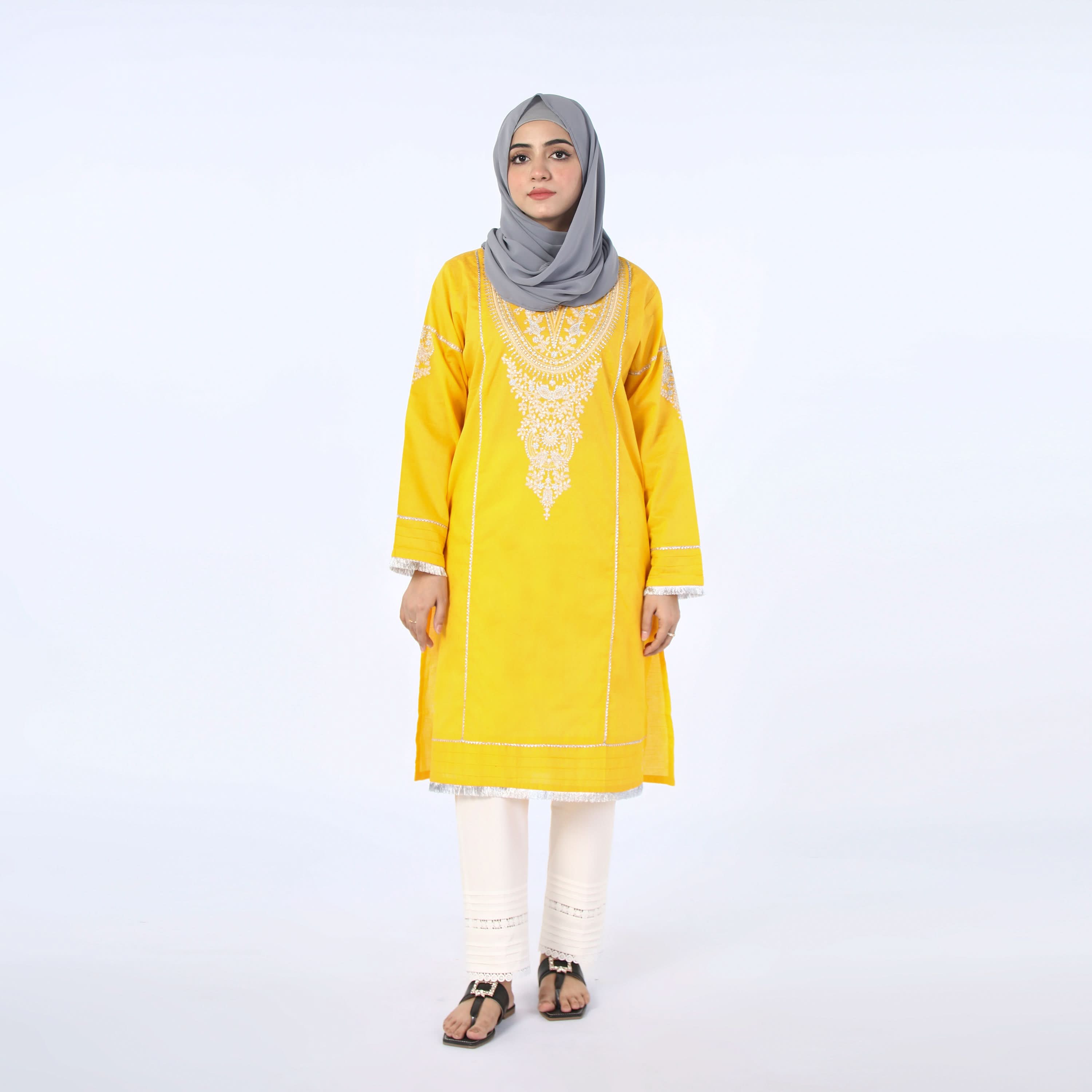 Women's Embroidery Kurti - Yellow, Women Ready Kurtis, Chase Value, Chase Value