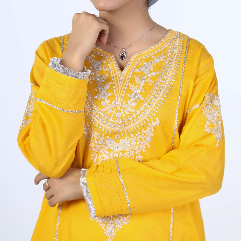 Women's Embroidery Kurti - Yellow, Women Ready Kurtis, Chase Value, Chase Value