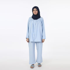 Women's Western Co-Ord Set Front Open - Sky Blue