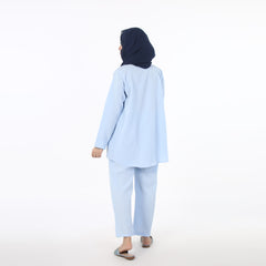 Women's Western Co-Ord Set Front Open - Sky Blue