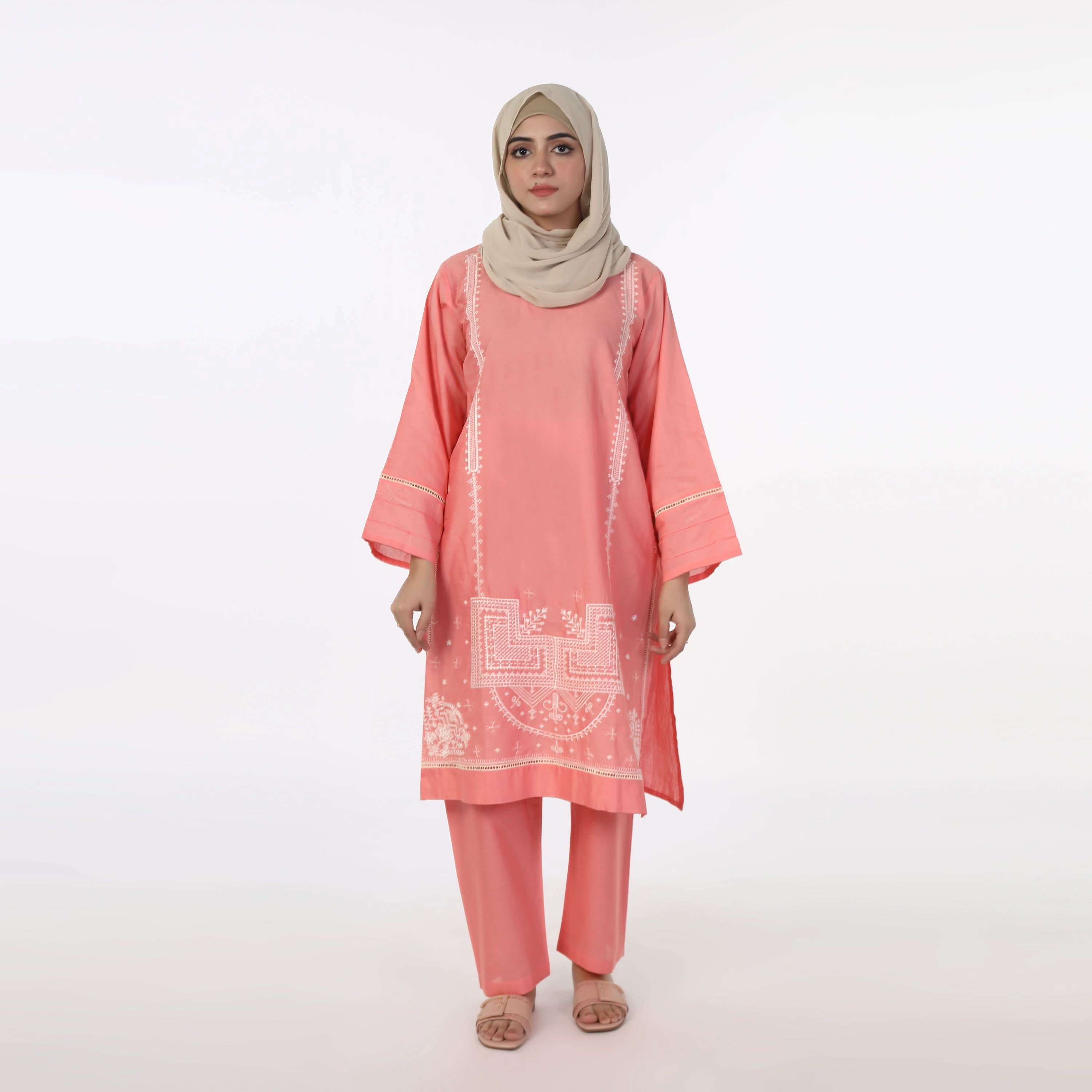 Women's Embroidered 2Pcs Shalwar Suit - Pink, Women Shalwar Suits, Chase Value, Chase Value