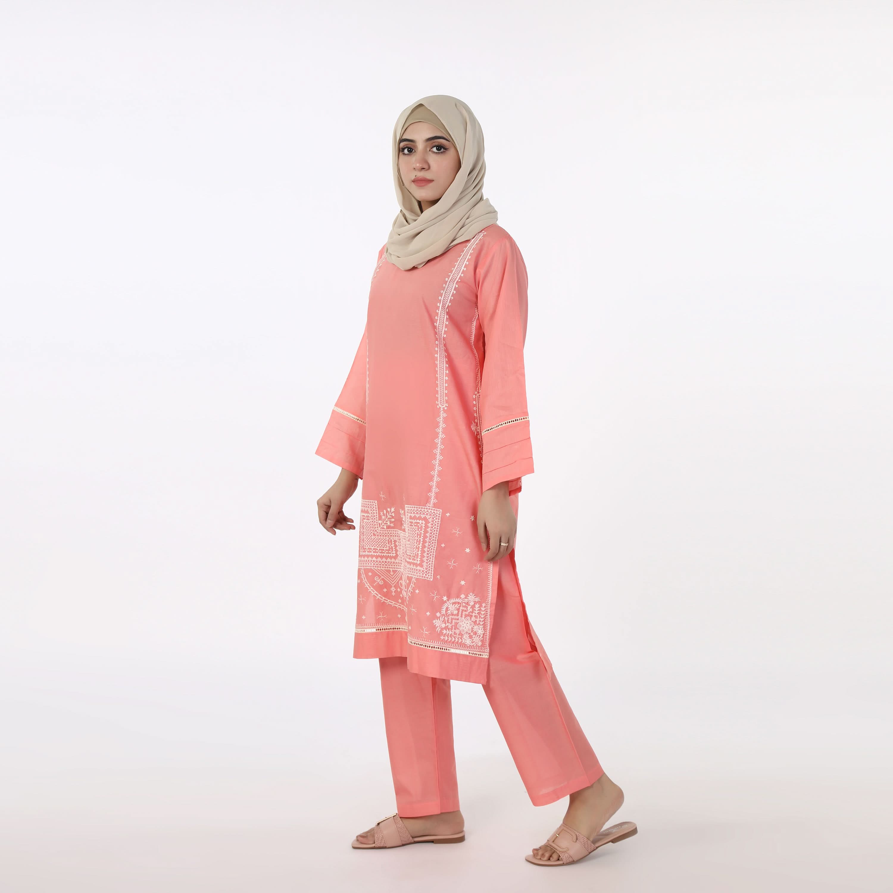 Women's Embroidered 2Pcs Shalwar Suit - Pink, Women Shalwar Suits, Chase Value, Chase Value