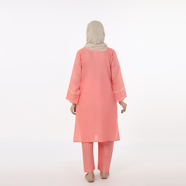 Women's Embroidered 2Pcs Shalwar Suit - Pink