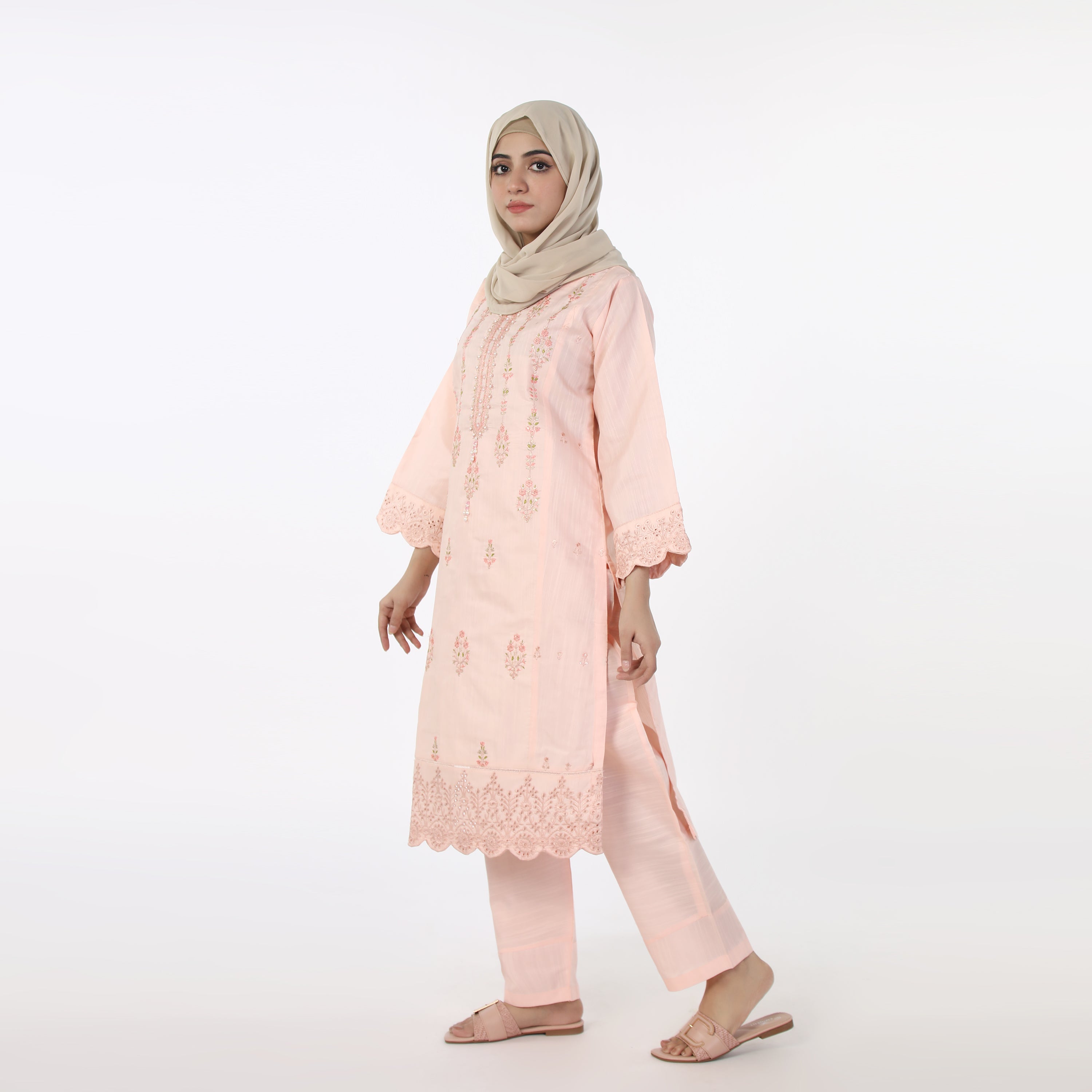 Women's 2pcs Stitched Embroidered Suit - Baby Pink, Women Shalwar Suits, Chase Value, Chase Value