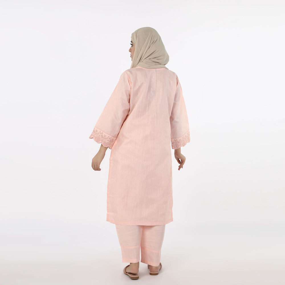 Women's 2pcs Stitched Embroidered Suit - Baby Pink, Women Shalwar Suits, Chase Value, Chase Value