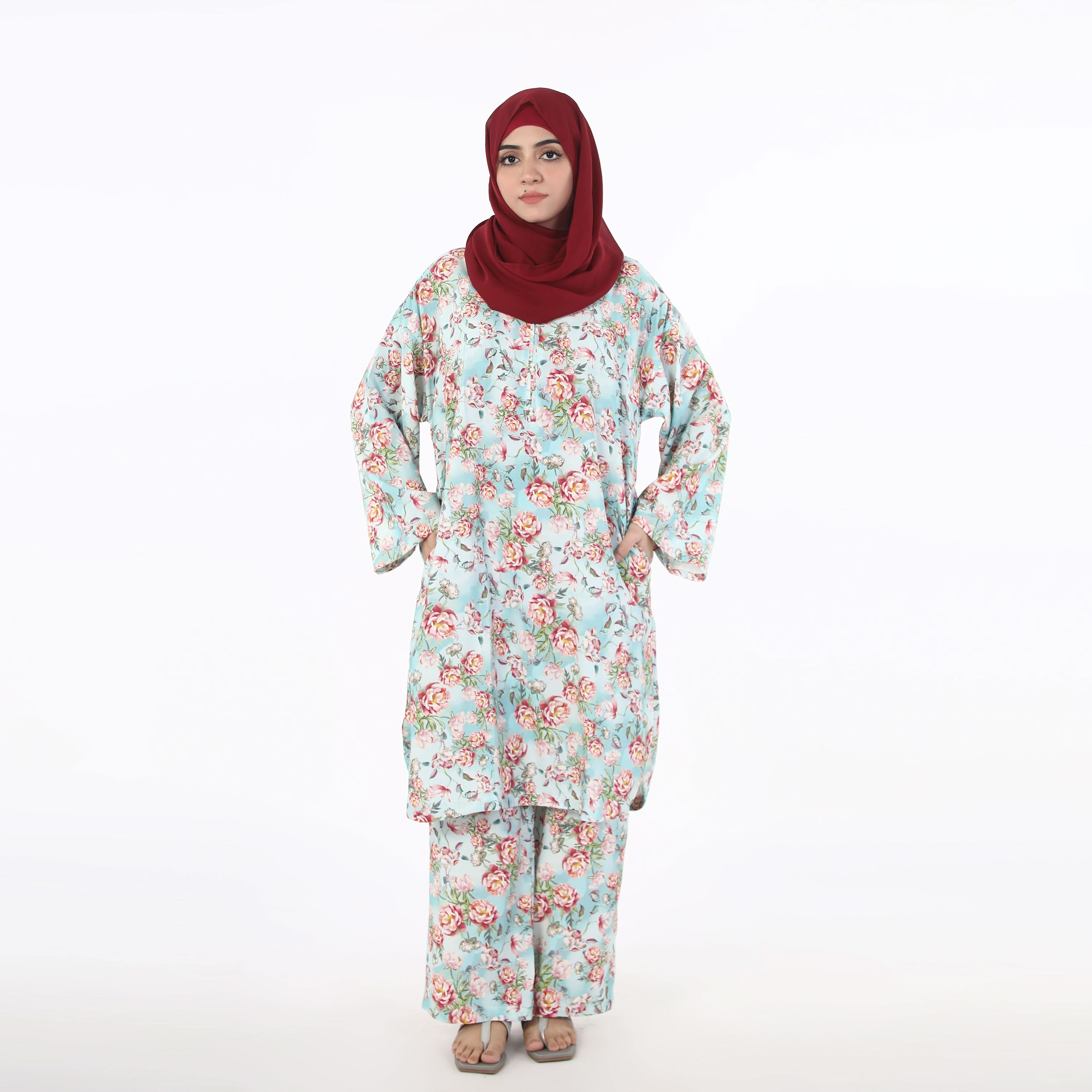 Women's Printed Linen Co-Ord Set - Light Blue, Women Co-Ord Set, Chase Value, Chase Value