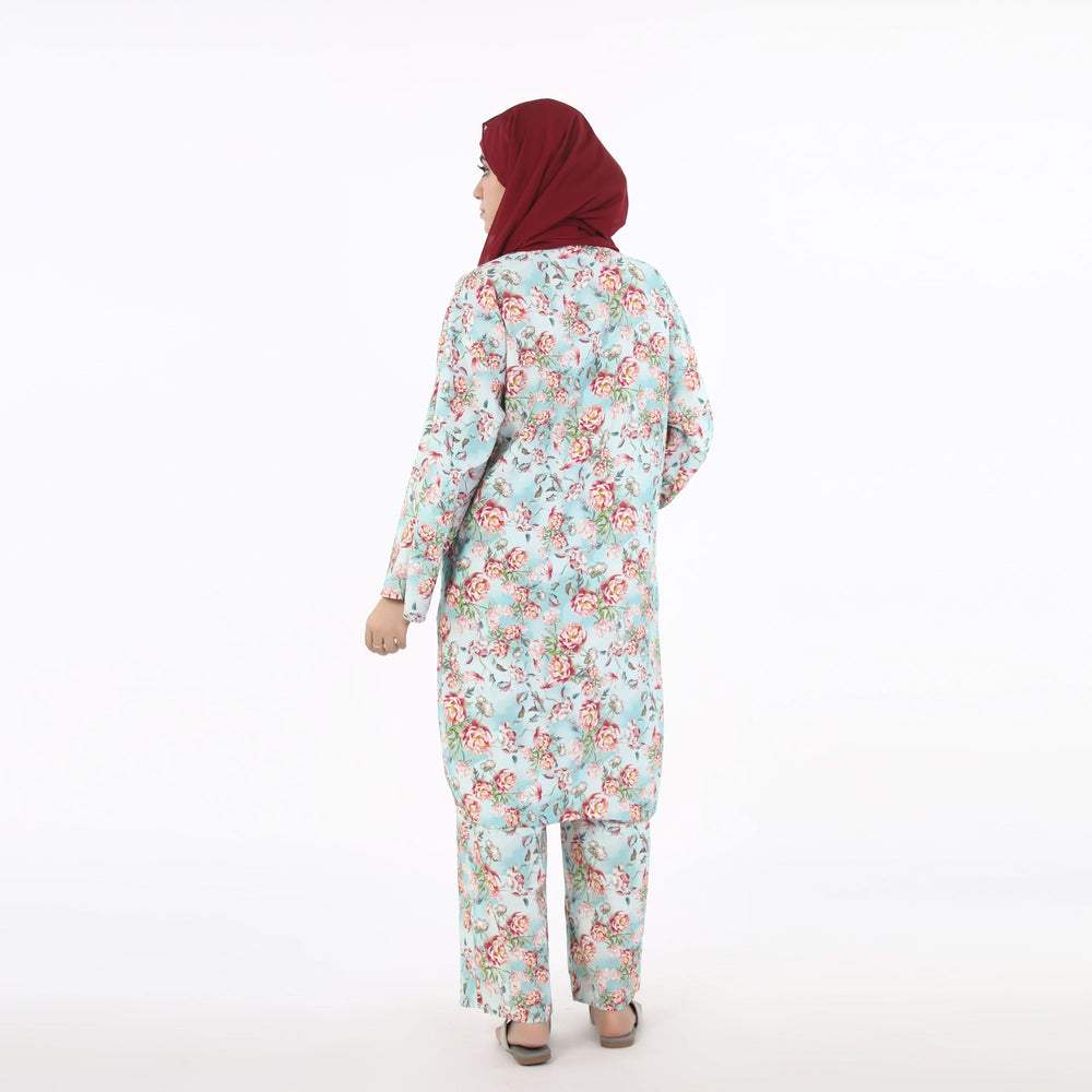 Women's Printed Linen Co-Ord Set - Light Blue, Women Co-Ord Set, Chase Value, Chase Value