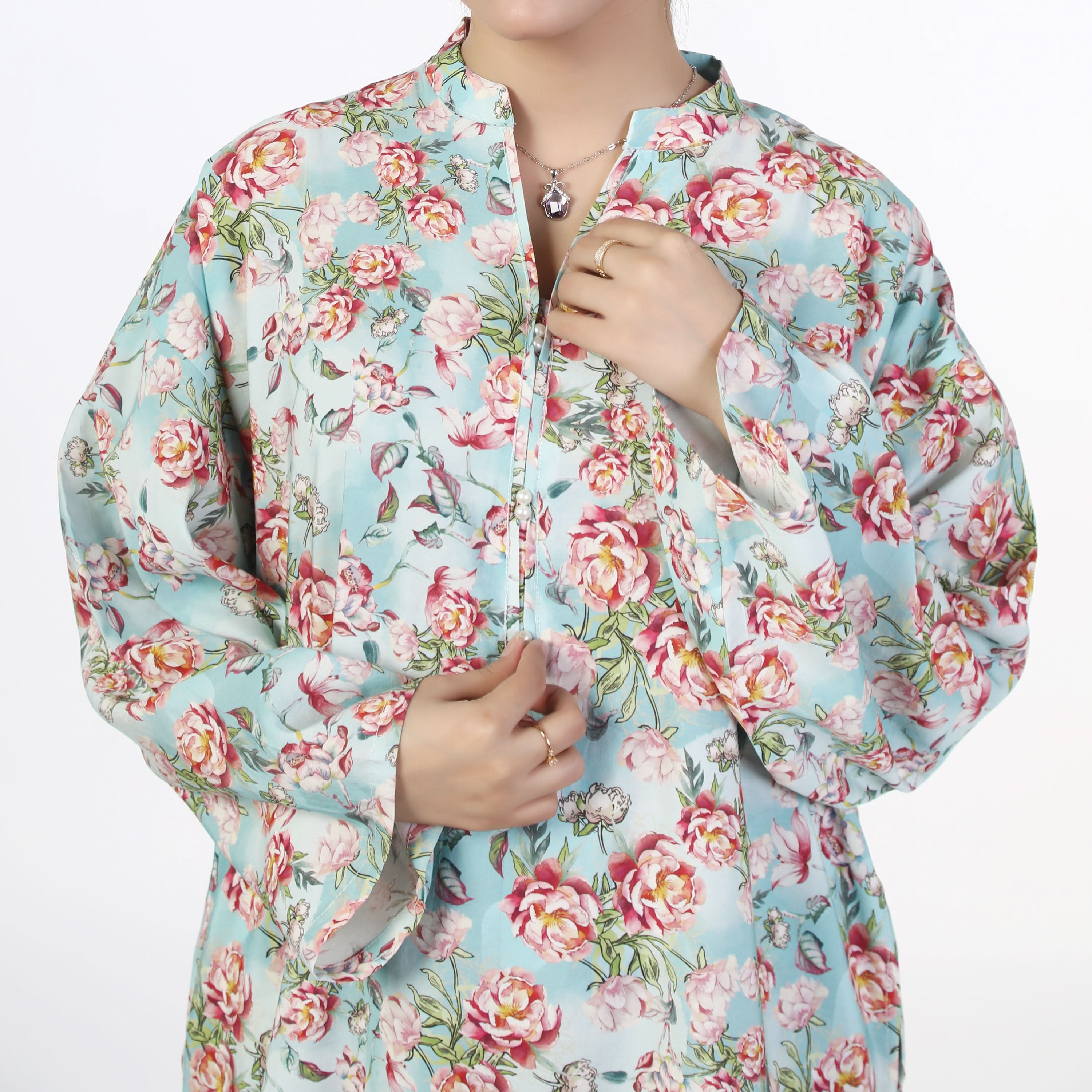 Women's Printed Linen Co-Ord Set - Light Blue, Women Co-Ord Set, Chase Value, Chase Value