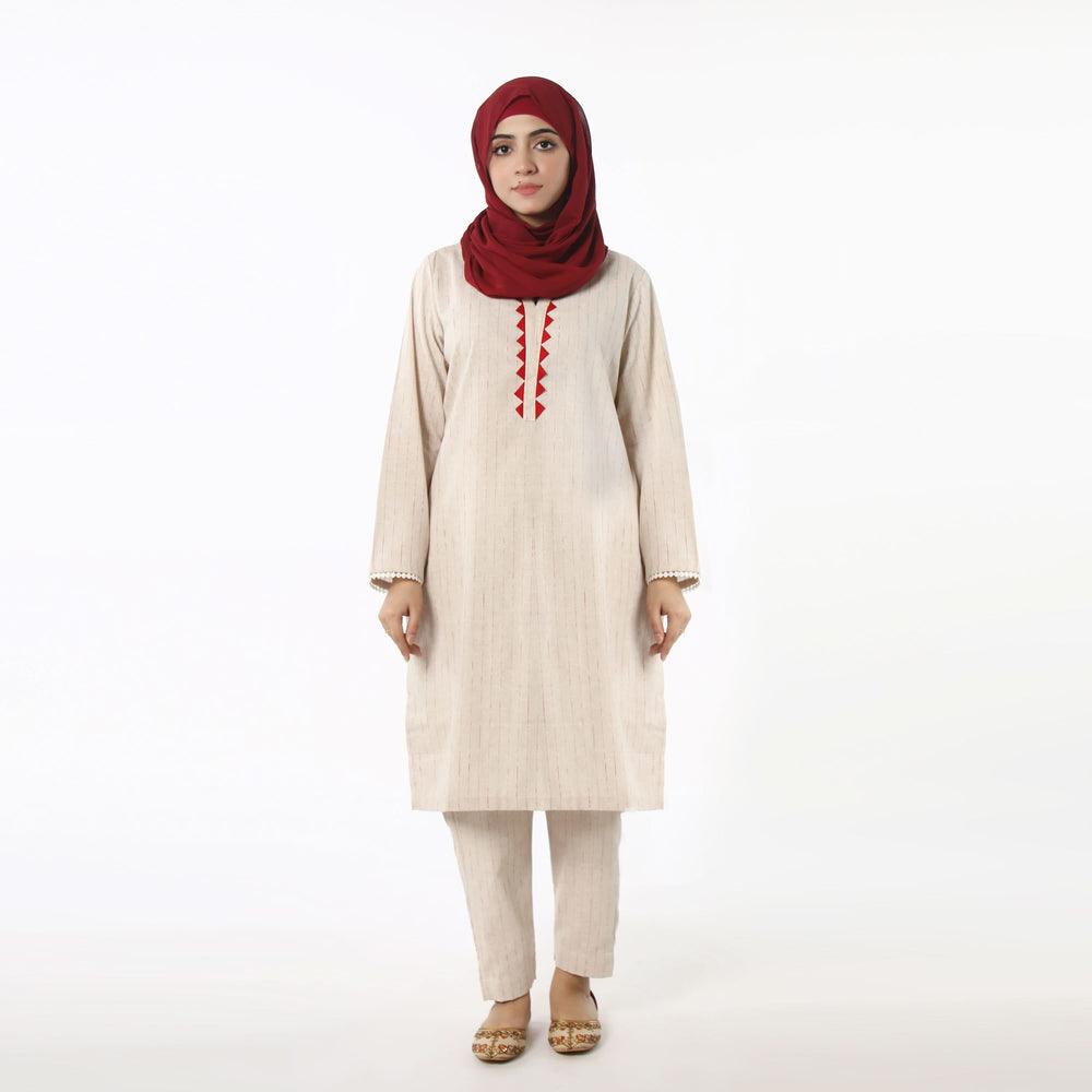 Women's Stripe Shalwar Suit - Beige, Women Shalwar Suits, Chase Value, Chase Value