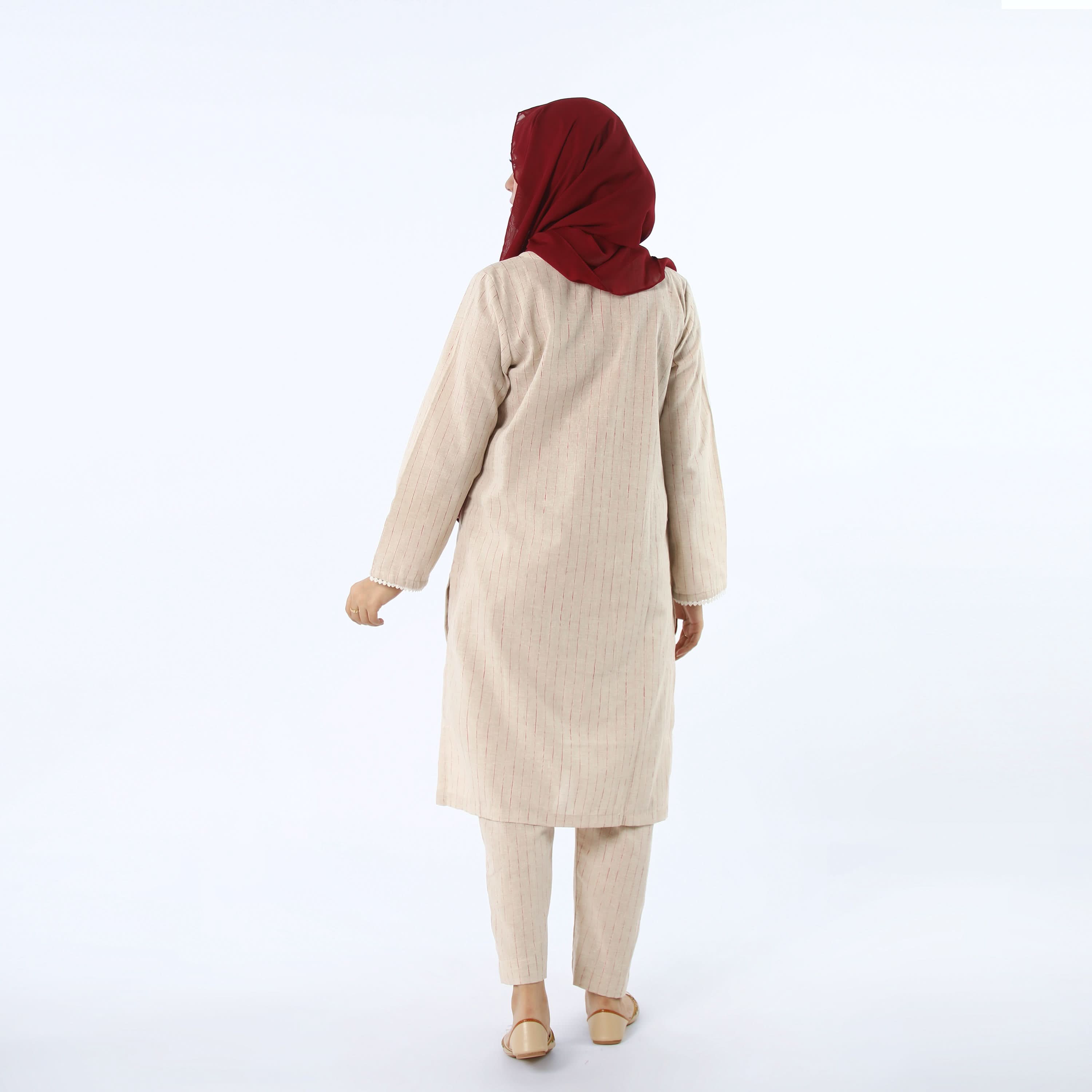 Women's Stripe Shalwar Suit - Beige, Women Shalwar Suits, Chase Value, Chase Value