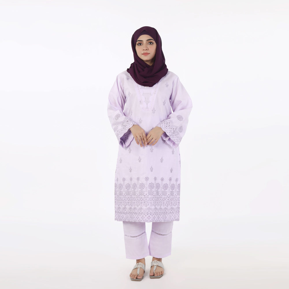 Women's 2pcs Stitched Embroidered Suit - Light Purple, Women Shalwar Suits, Chase Value, Chase Value