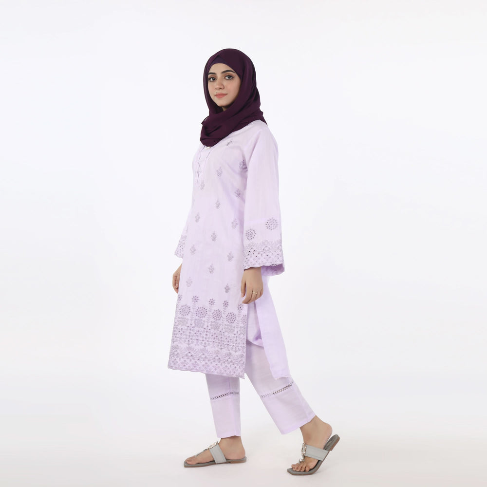 Women's 2pcs Stitched Embroidered Suit - Light Purple, Women Shalwar Suits, Chase Value, Chase Value