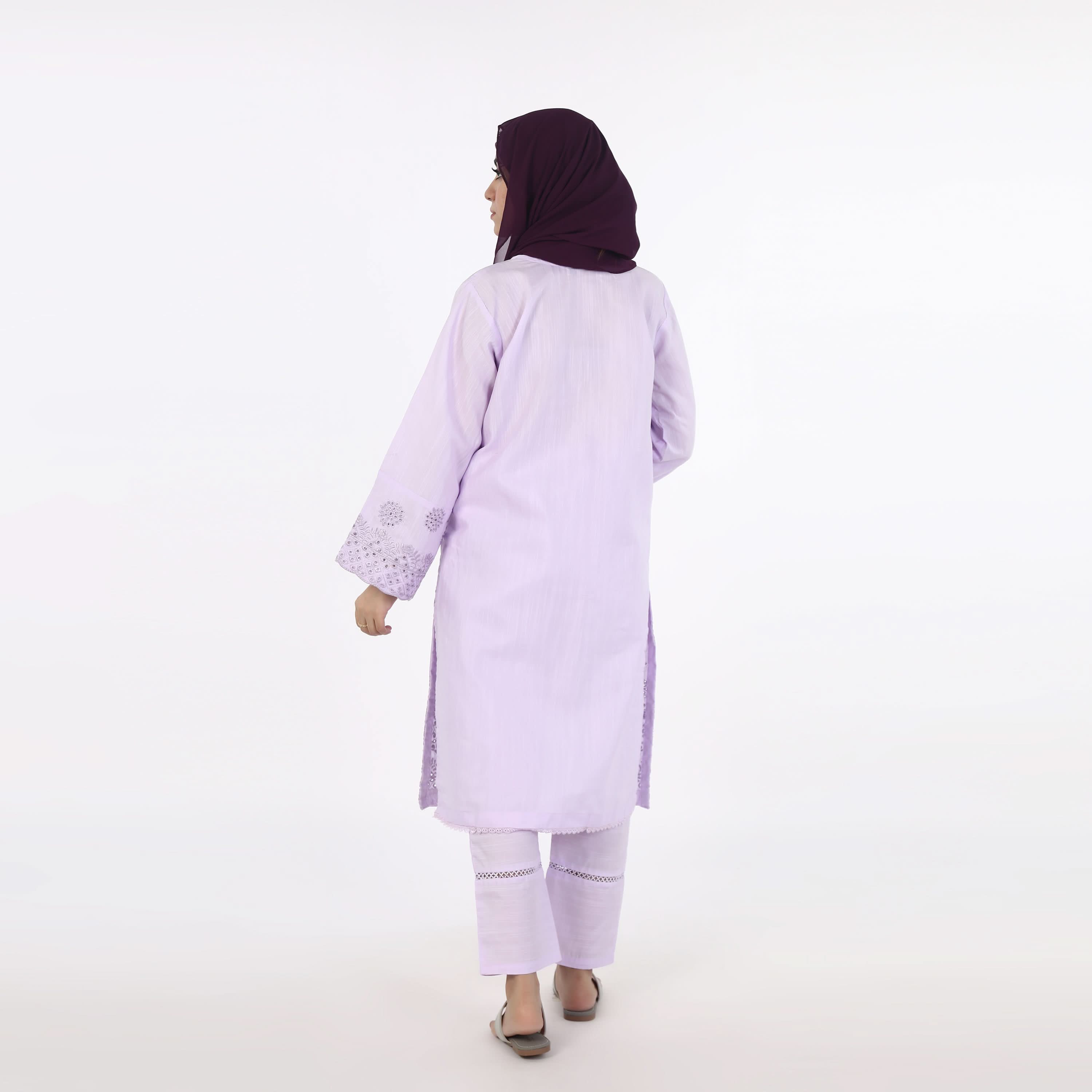 Women's 2pcs Stitched Embroidered Suit - Light Purple, Women Shalwar Suits, Chase Value, Chase Value