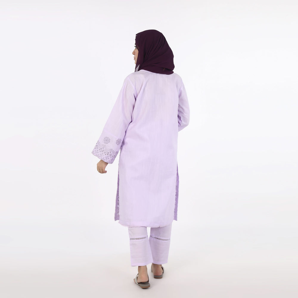 Women's 2pcs Stitched Embroidered Suit - Light Purple, Women Shalwar Suits, Chase Value, Chase Value