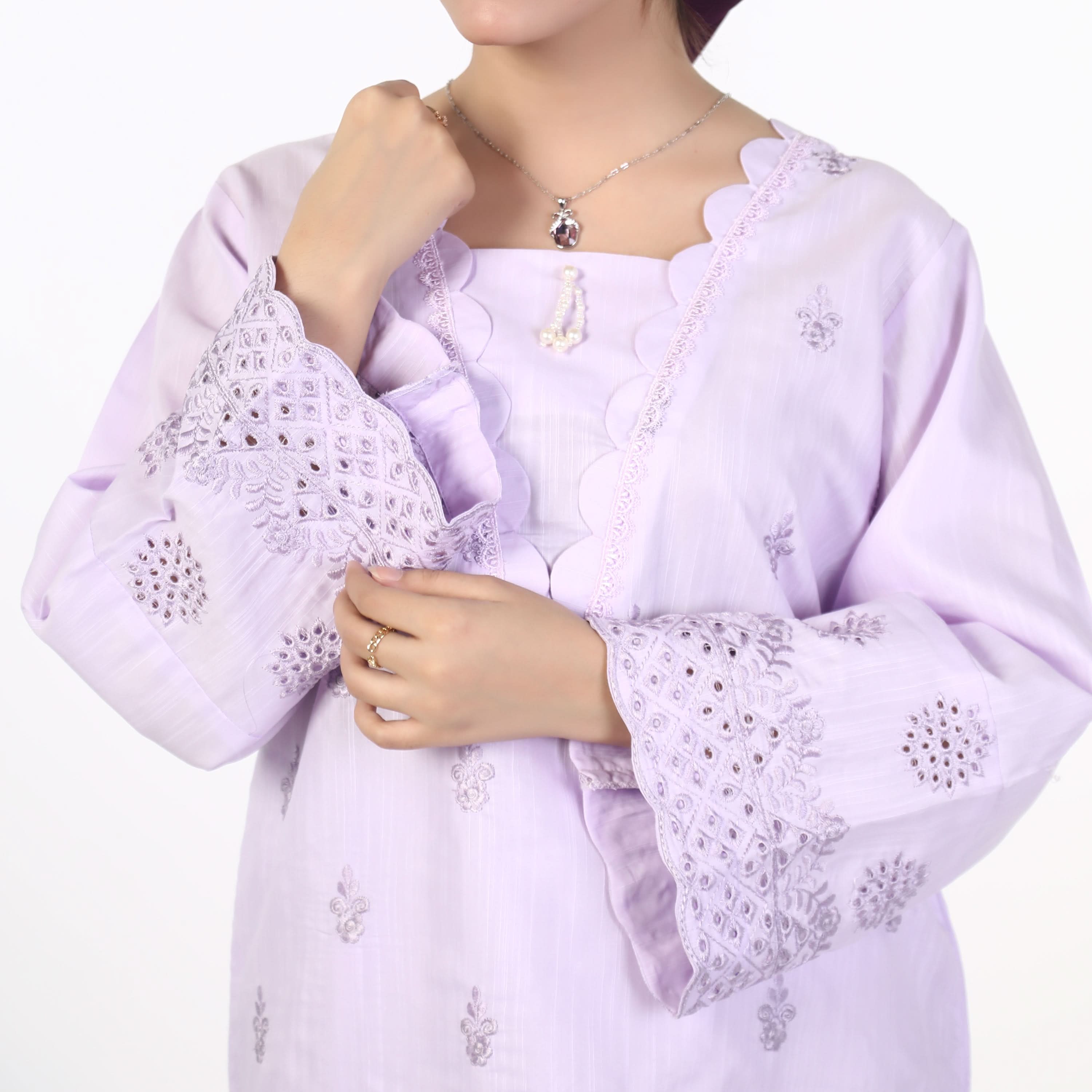 Women's 2pcs Stitched Embroidered Suit - Light Purple, Women Shalwar Suits, Chase Value, Chase Value