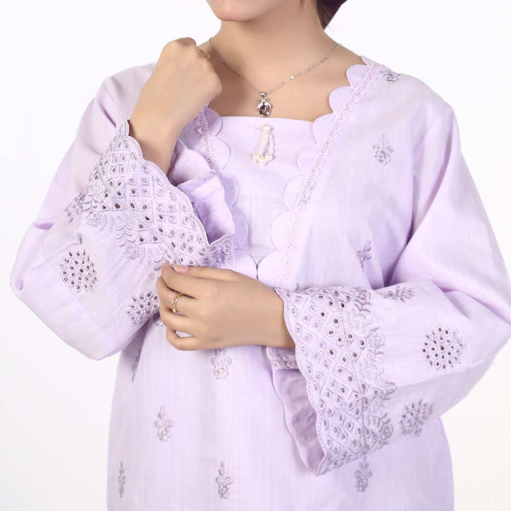 Women's 2pcs Stitched Embroidered Suit - Light Purple, Women Shalwar Suits, Chase Value, Chase Value