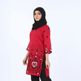 Women's Embroidered Stitched Kurti - Pink, Women Ready Kurtis, Chase Value, Chase Value