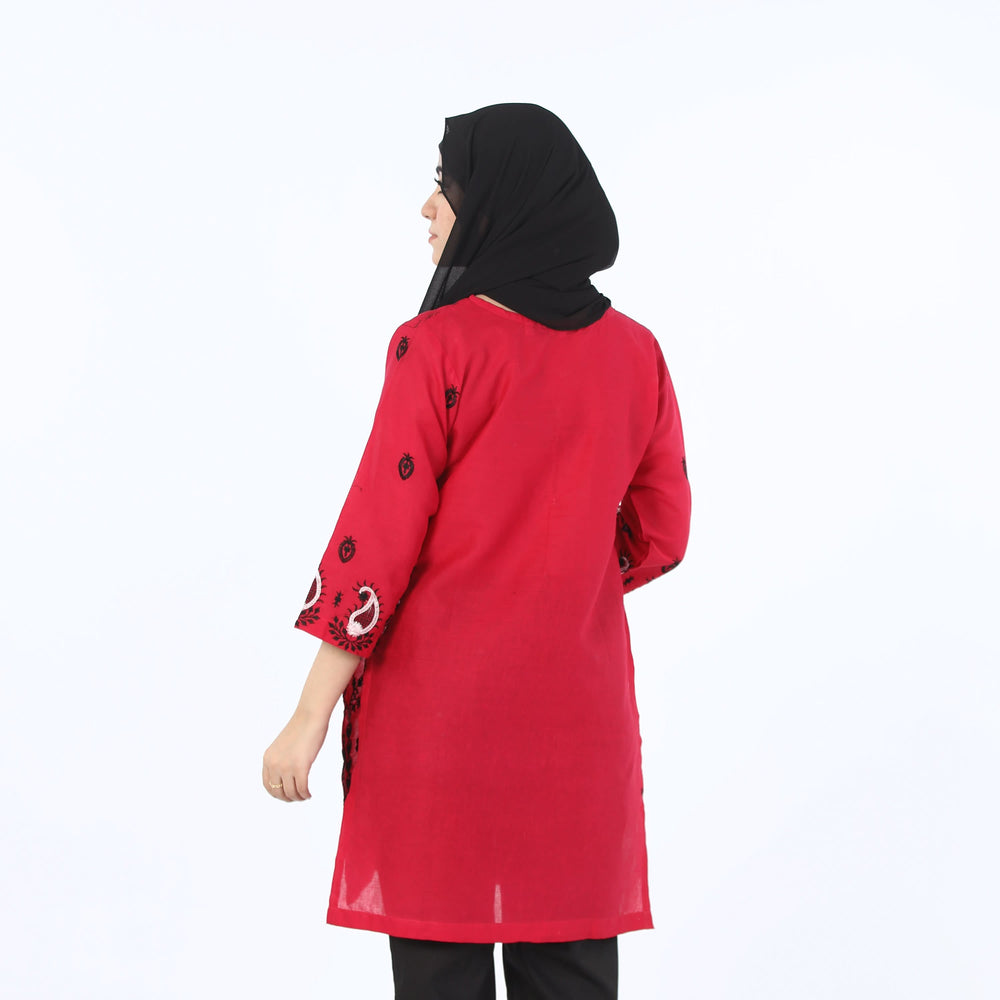 Women's Embroidered Stitched Kurti - Pink, Women Ready Kurtis, Chase Value, Chase Value