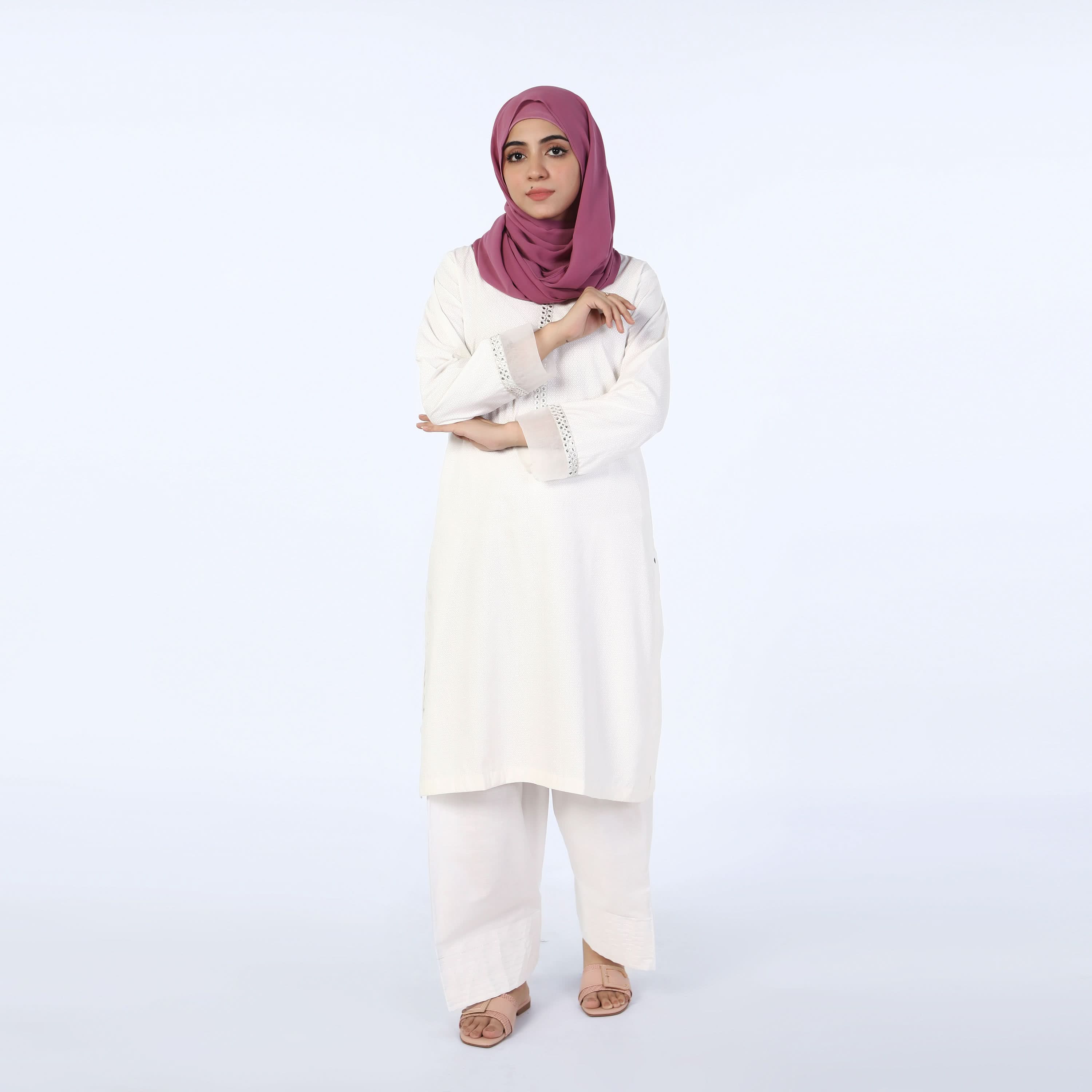 Women's Fancy Kurti - White, Women Ready Kurtis, Chase Value, Chase Value