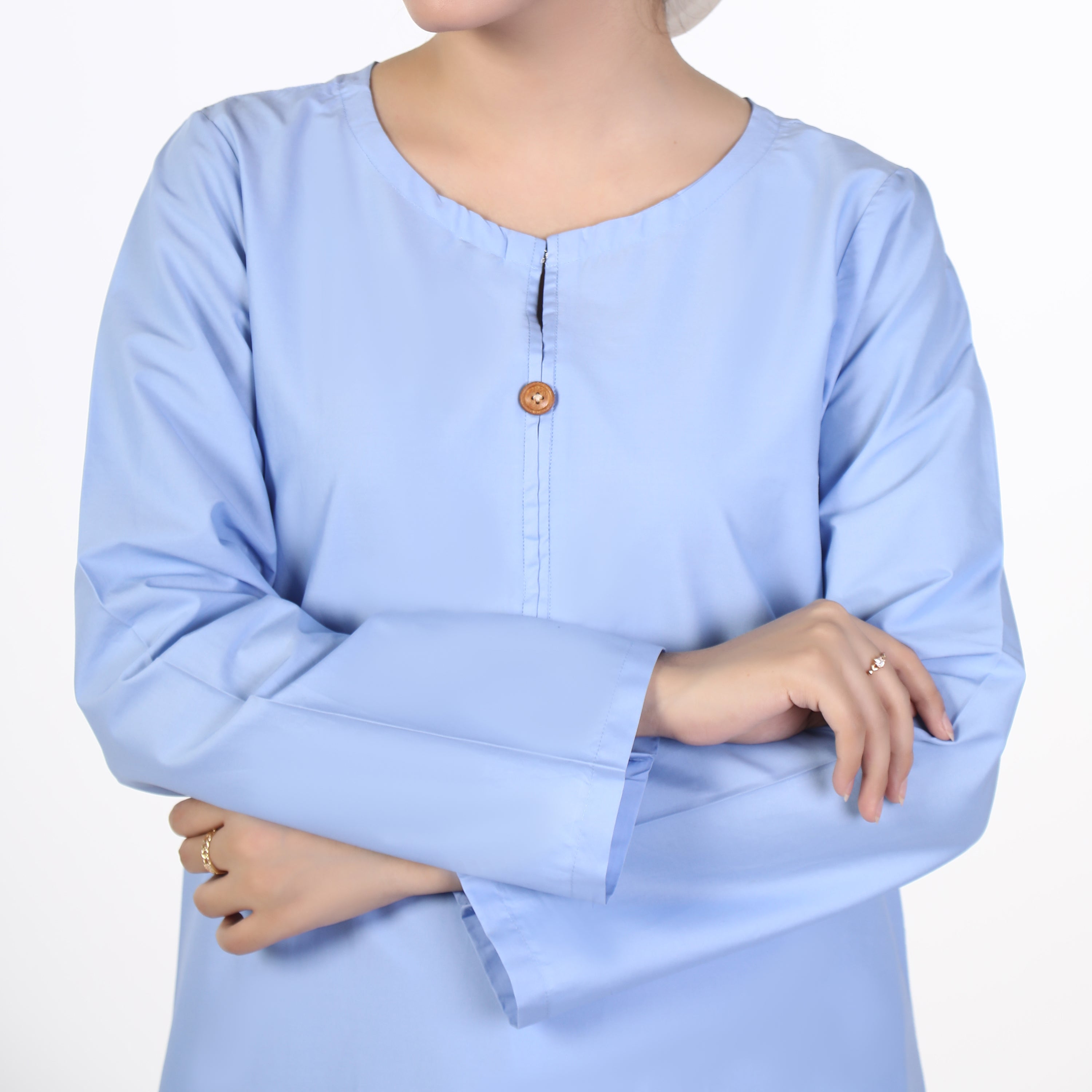 Women's Plain Stitched Kurti - Light Blue, Women Ready Kurtis, Chase Value, Chase Value