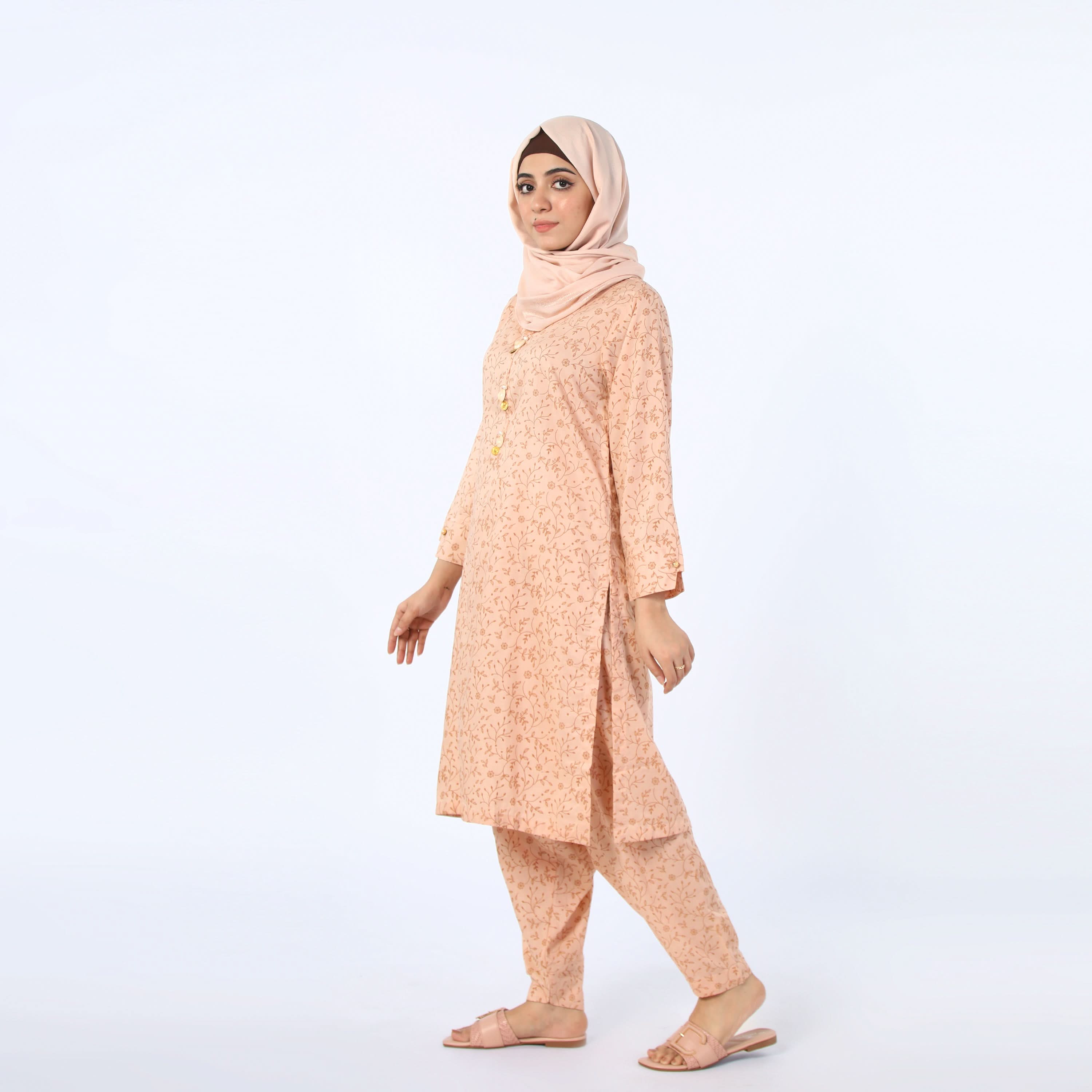 Women's Stitched 2Pcs Suit - Beige, Women Shalwar Suits, Chase Value, Chase Value