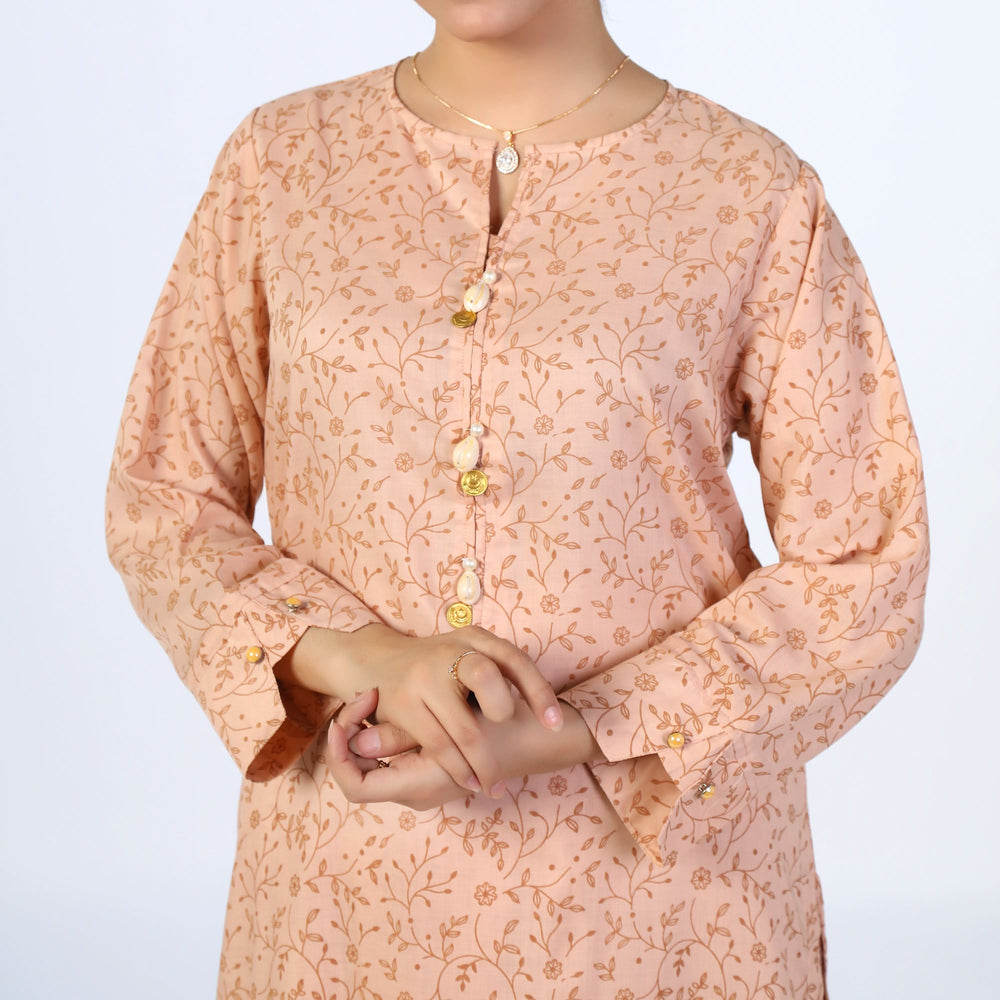 Women's Stitched 2Pcs Suit - Beige, Women Shalwar Suits, Chase Value, Chase Value