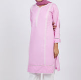 Women's Embroidered Kurti - Tea Pink, Women Ready Kurtis, Chase Value, Chase Value