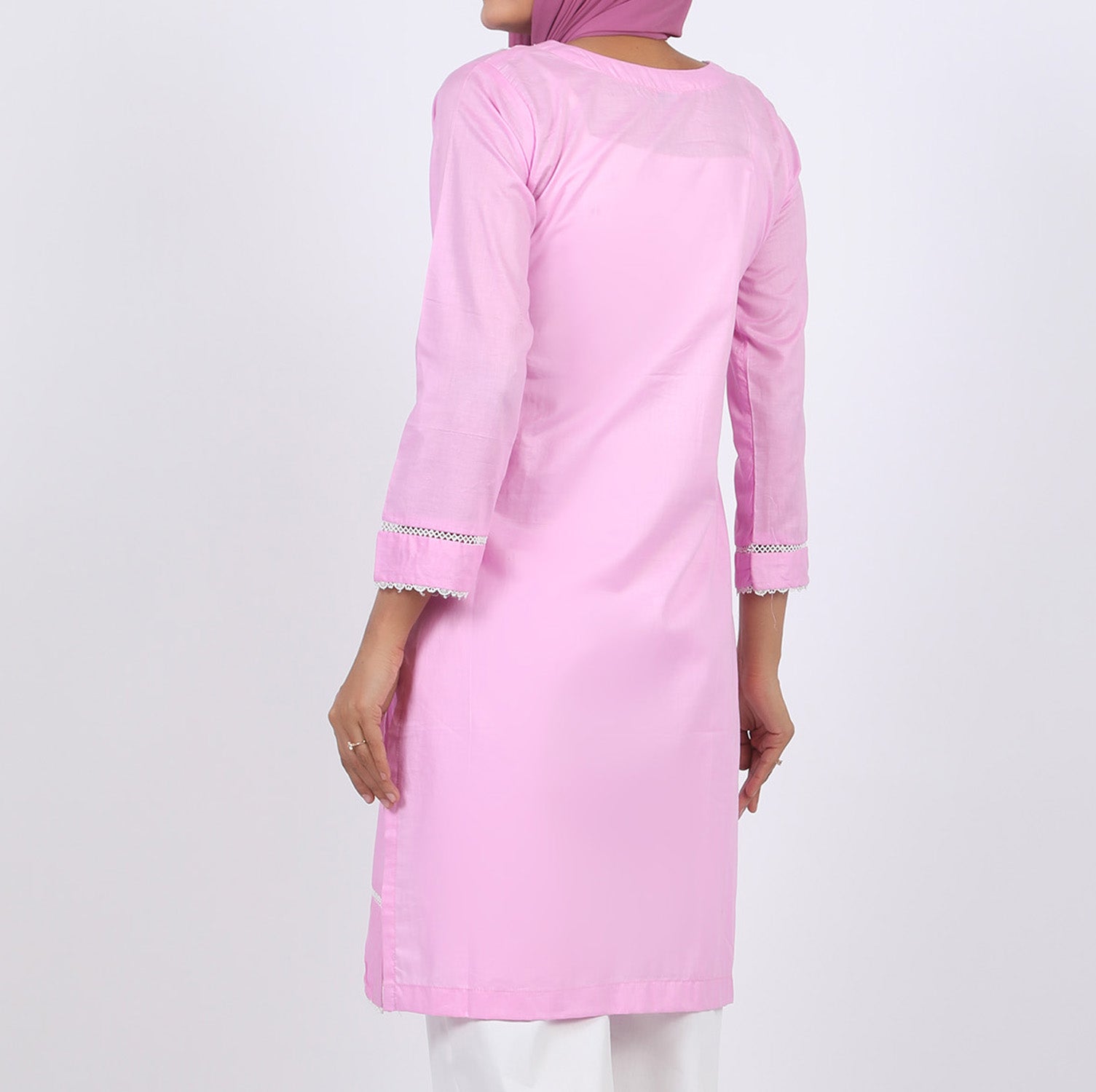 Women's Embroidered Kurti - Tea Pink, Women Ready Kurtis, Chase Value, Chase Value