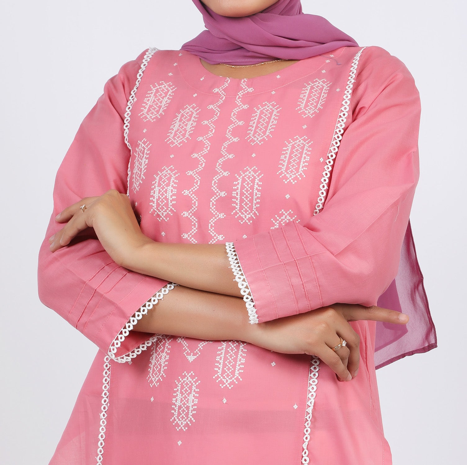 Women's Embroidered Kurti - Peach, Women Ready Kurtis, Chase Value, Chase Value