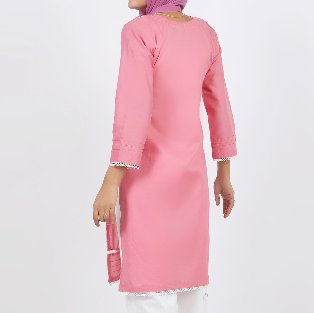 Women's Embroidered Kurti - Peach, Women Ready Kurtis, Chase Value, Chase Value
