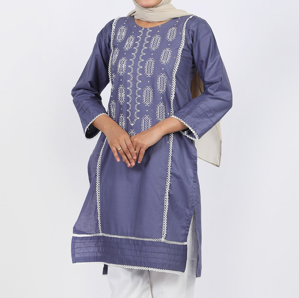 Women's Embroidered Kurti - Light Purple, Women Ready Kurtis, Chase Value, Chase Value