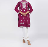 Women's Embroidered Kurti - Plum, Women Ready Kurtis, Chase Value, Chase Value