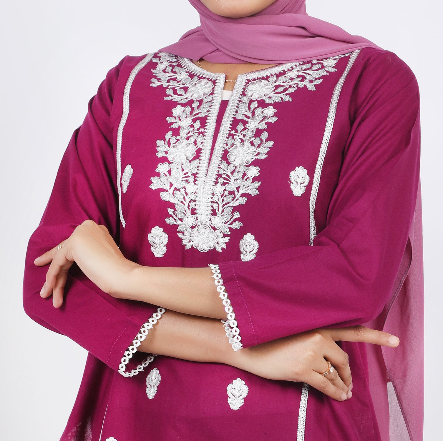 Women's Embroidered Kurti - Plum, Women Ready Kurtis, Chase Value, Chase Value