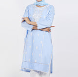 Women's Embroidered Kurti - Sky Blue, Women Ready Kurtis, Chase Value, Chase Value