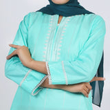 Women's Embroidered Kurti - Aqua, Women Ready Kurtis, Chase Value, Chase Value