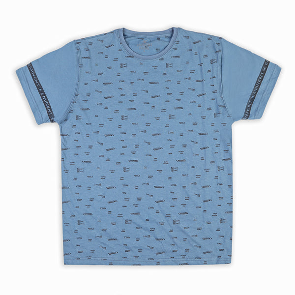 Eminent Men's Round Neck Half Sleeves T-Shirt  - Ash Blue