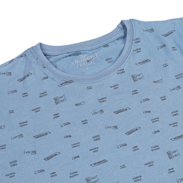 Eminent Men's Round Neck Half Sleeves T-Shirt  - Ash Blue