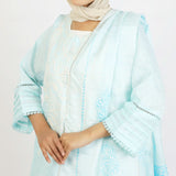 Women's Jacquard Embroidered 3Pcs Suit - Turquoise, Women Shalwar Suits, Chase Value, Chase Value