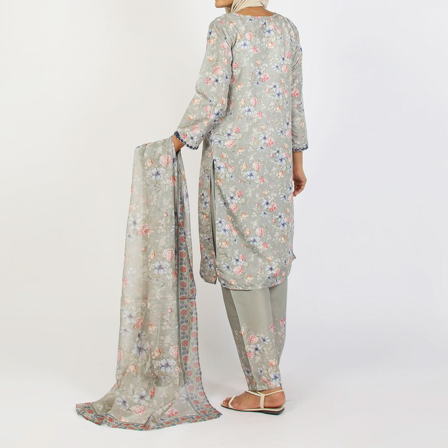 Women's Lawn Printed Embroidered 3Pcs Suit - Light Green, Women Shalwar Suits, Chase Value, Chase Value